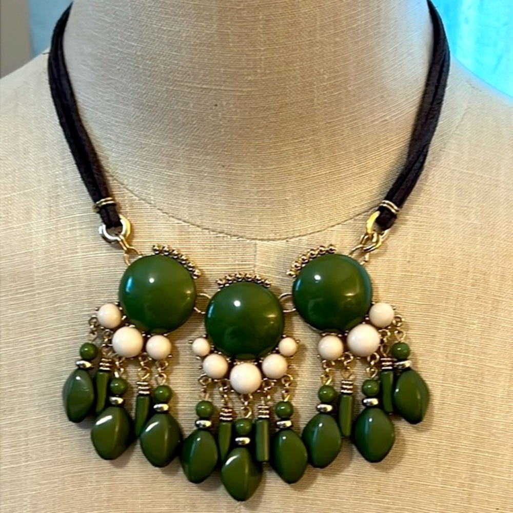 Tri Colored Statement Suede Necklace. - image 1